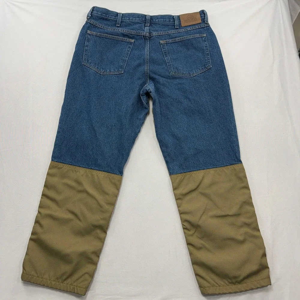 RedHead Field Pants Brush Guard Hunting Denim Blue Brown Mens 38x30